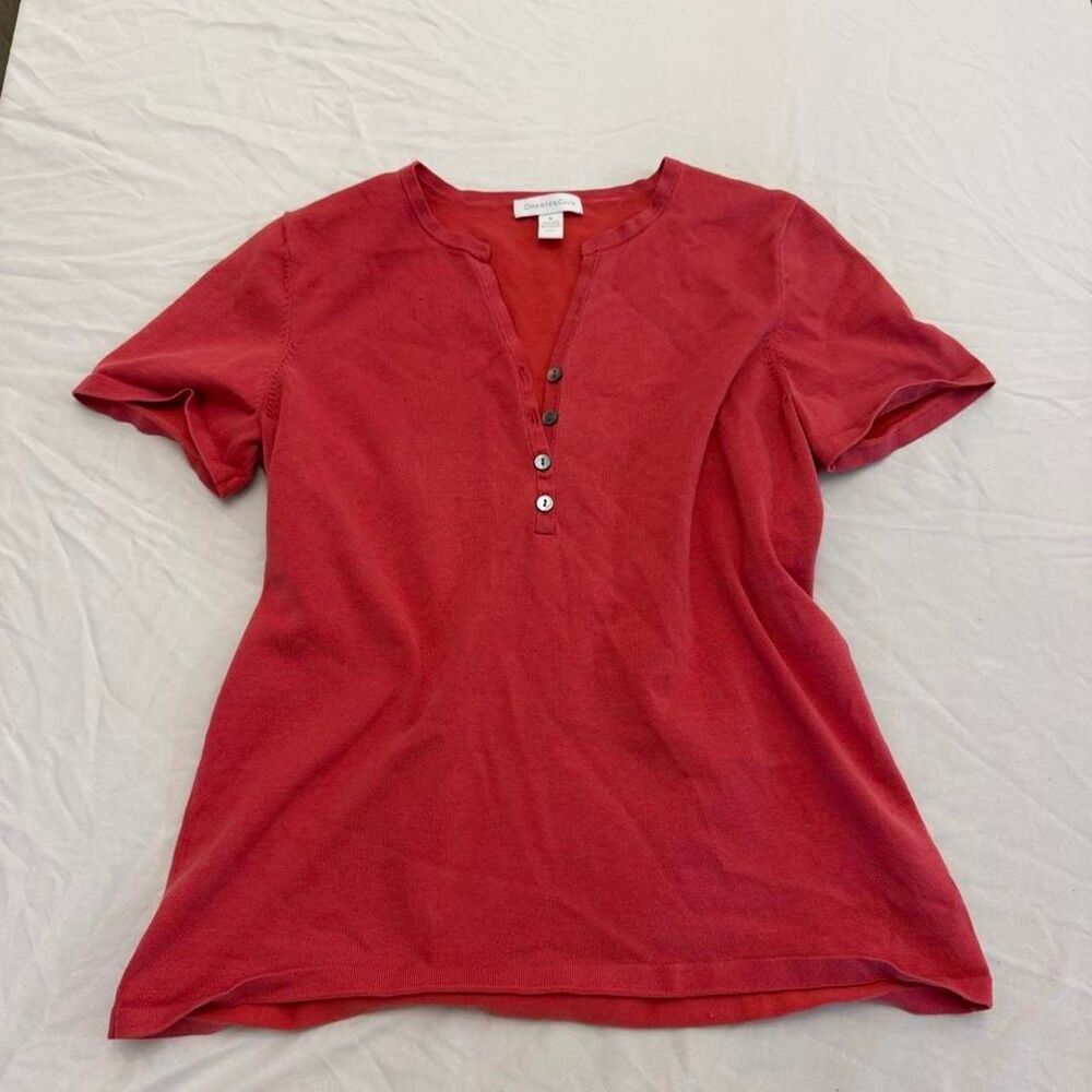 Charter-club Women's Red and Pink Blouse